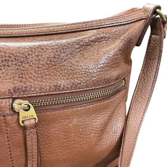 Fossil Elise Brown Pebble Leather Womens Crossbody Shoulder Bag Purse Handbag - Picture 4 of 16